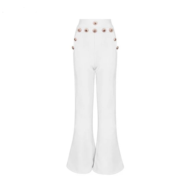Pantalon Femme Bandage De Mode Blanc Rouge À Jambe Large Élégant Celebrity Soirée-Adrienne&amp;Sandrine