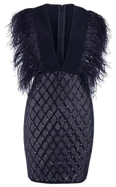 mini Robe Élégant Sexy Col En V Sans Manches Celebrity Party Dress-robe-Adrienne&amp;Sandrine