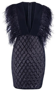 mini Robe Élégant Sexy Col En V Sans Manches Celebrity Party Dress-robe-Adrienne&Sandrine