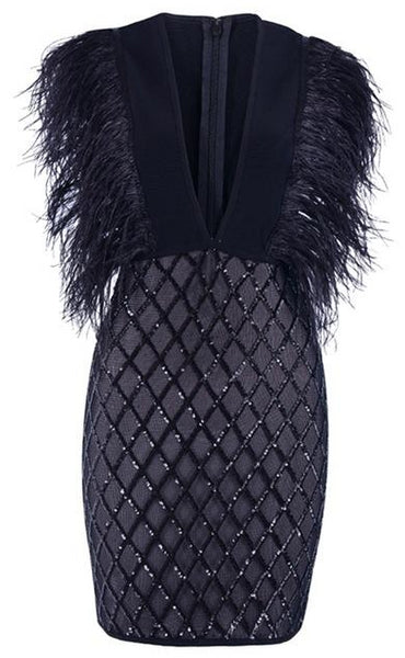 mini Robe Élégant Sexy Col En V Sans Manches Celebrity Party Dress-robe-Adrienne&Sandrine