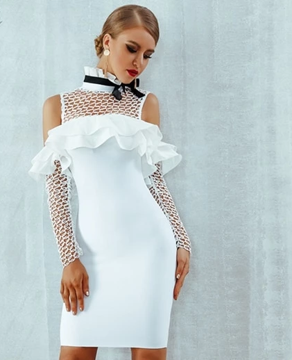 Sexy Robe Élégant À Volants Arc Sur L&