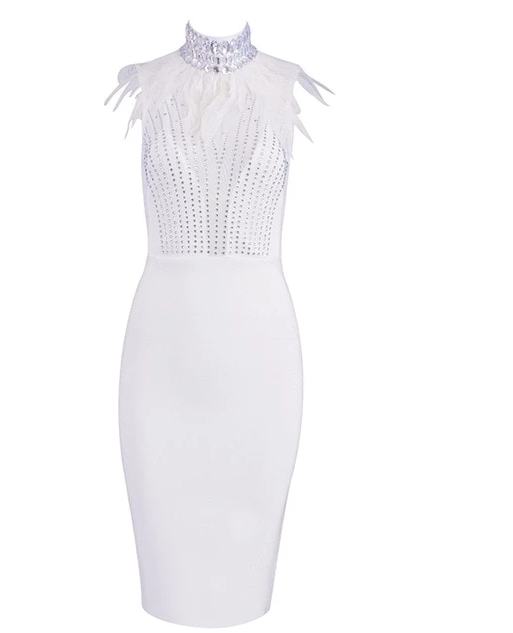Robe De Luxe Sans Manches Noir Plume avec Diamant-robe-Adrienne&amp;Sandrine