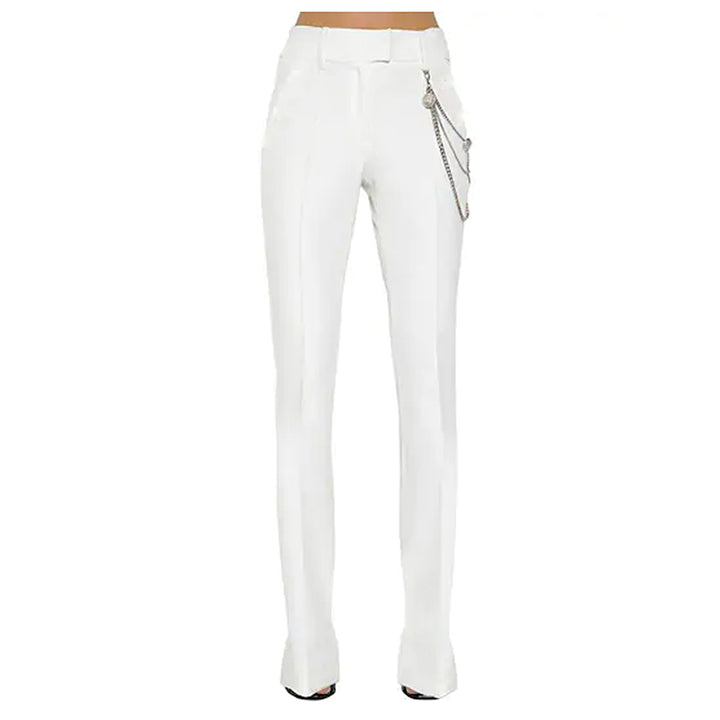 Pantalon Blanc Orné en Chaîne métal-pantalon-Adrienne&amp;Sandrine