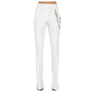 Pantalon Blanc Orné en Chaîne métal-pantalon-Adrienne&Sandrine