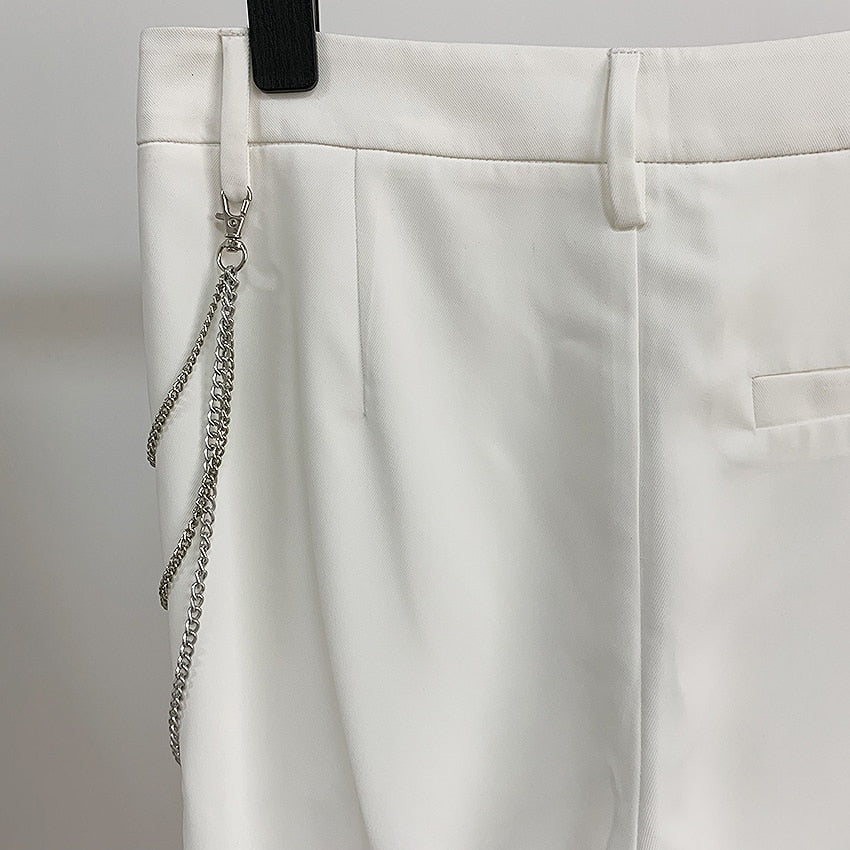 Pantalon Blanc Orné en Chaîne métal-pantalon-Adrienne&amp;Sandrine