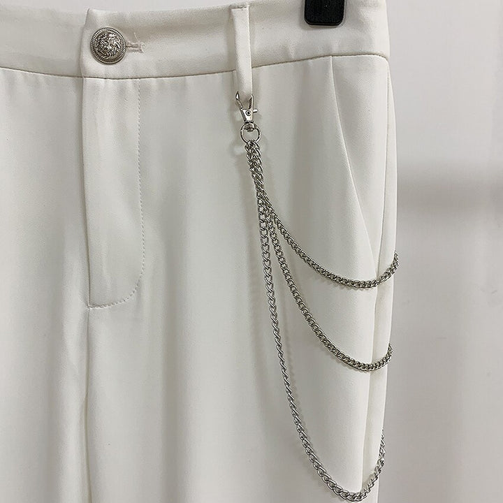 Pantalon Blanc Orné en Chaîne métal-pantalon-Adrienne&amp;Sandrine