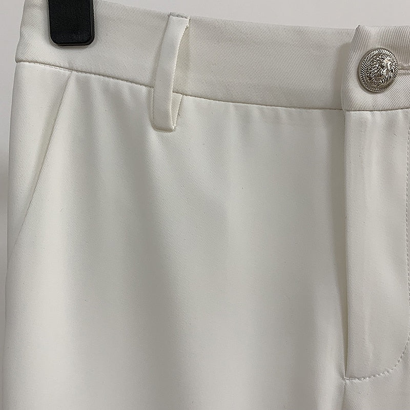 Pantalon Blanc Orné en Chaîne métal-pantalon-Adrienne&amp;Sandrine