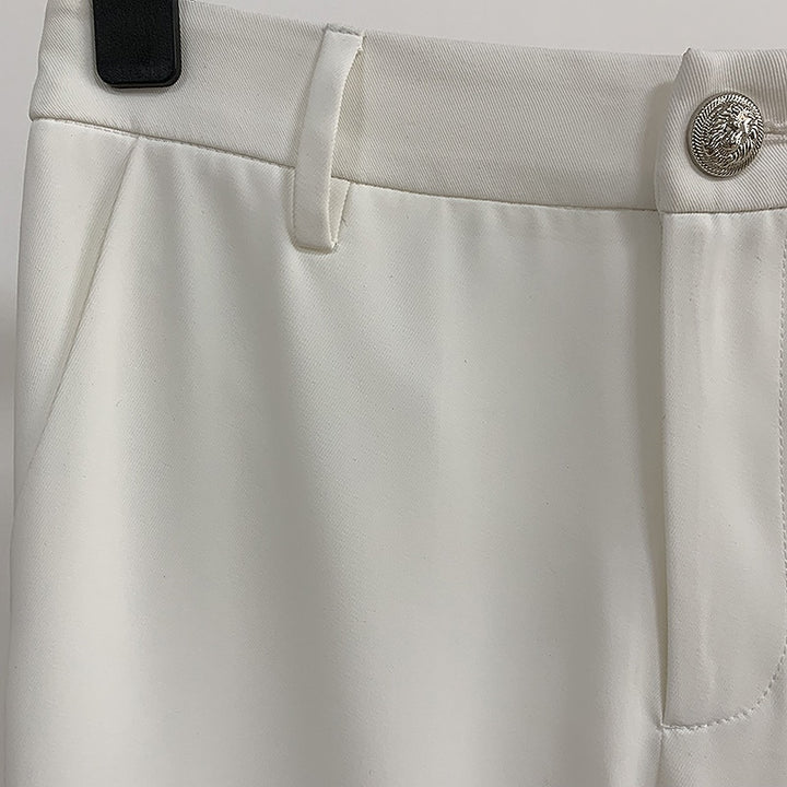 Pantalon Blanc Orné en Chaîne métal-pantalon-Adrienne&amp;Sandrine