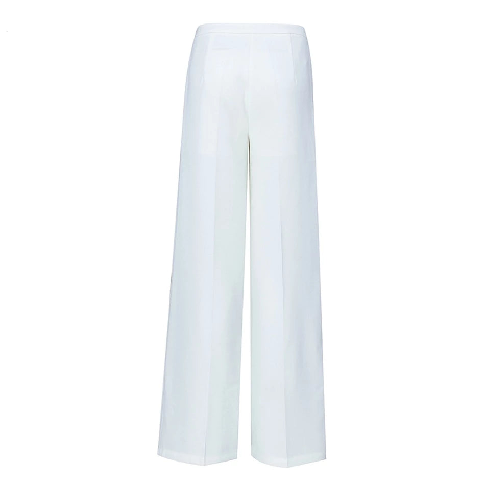 Élégant Pantalon blanc à jambes larges-pantalon-Adrienne&Sandrine