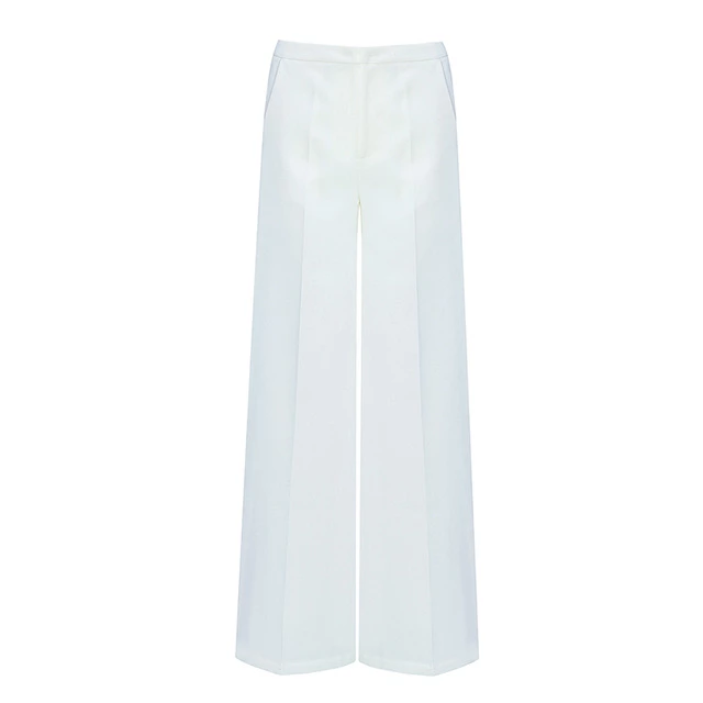 Élégant Pantalon blanc à jambes larges-pantalon-Adrienne&amp;Sandrine