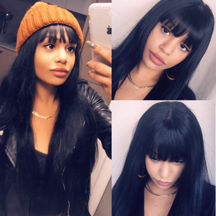 Lace Front Human Hair Wigs With Bang Brazilian Remy 13X6 Pre Plucked With baby Hair-Adrienne&amp;Sandrine