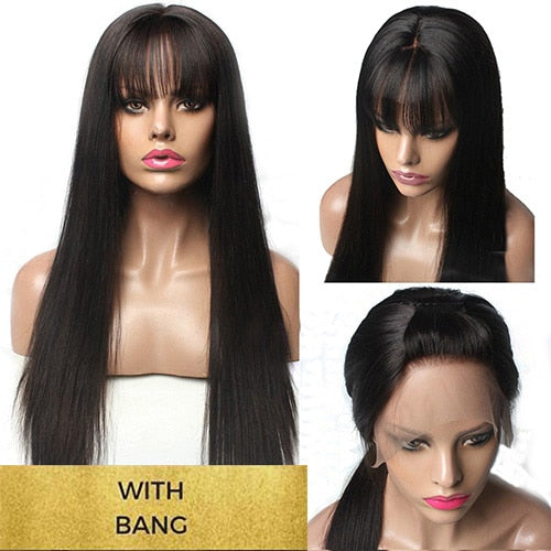 Lace Front Human Hair Wigs With Bang Brazilian Remy 13X6 Pre Plucked With baby Hair-Adrienne&amp;Sandrine