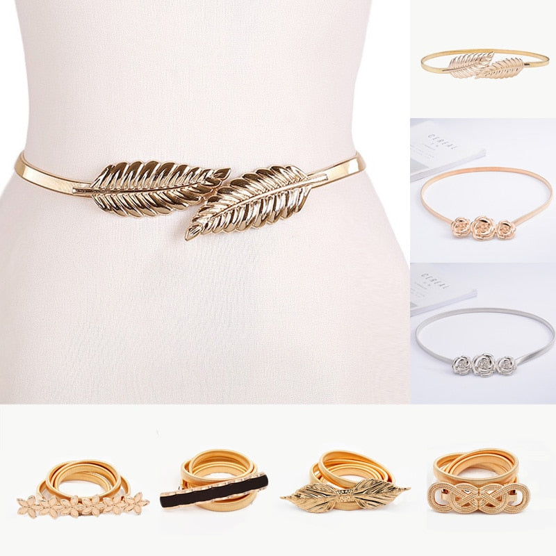 Metal Flower Leaf Belts