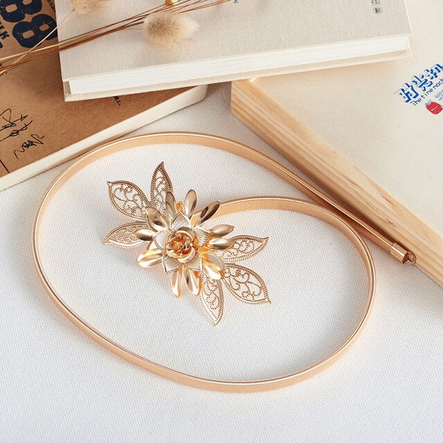 Metal Flower Leaf Belts